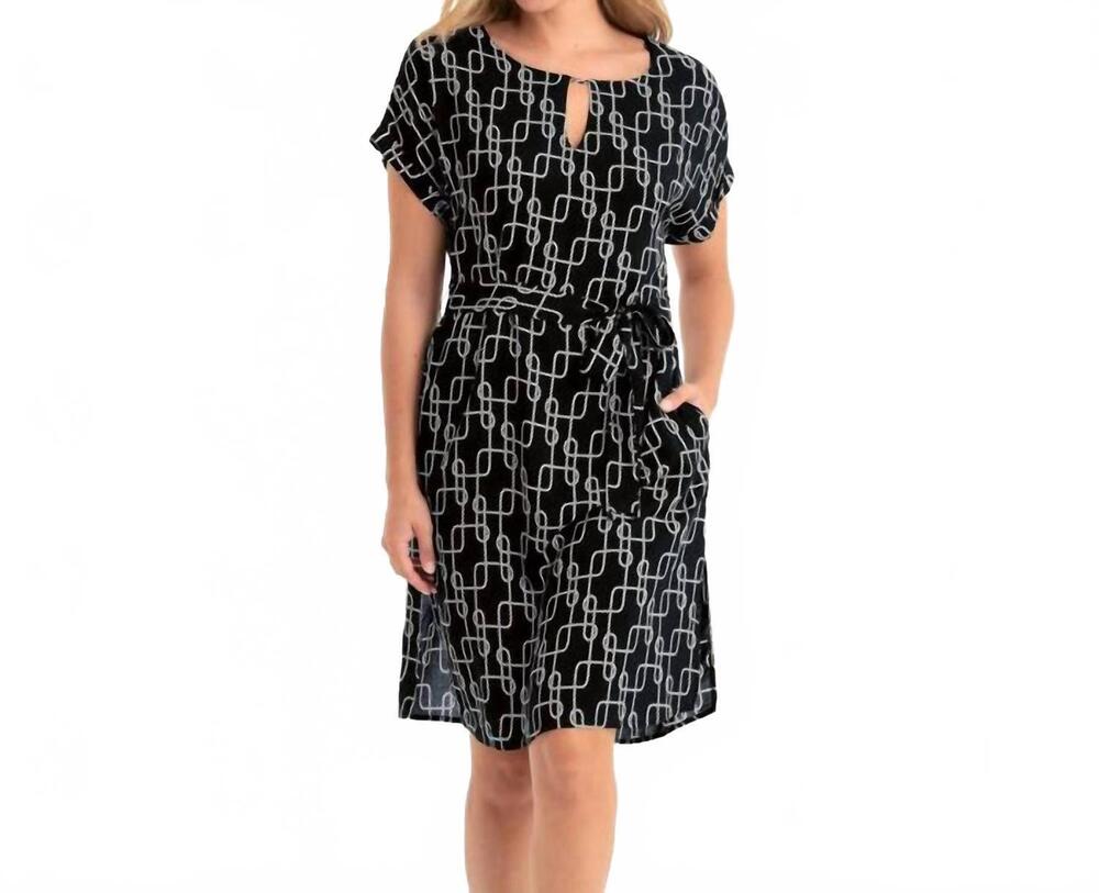 NEW ANITA belted parma dress in black / white